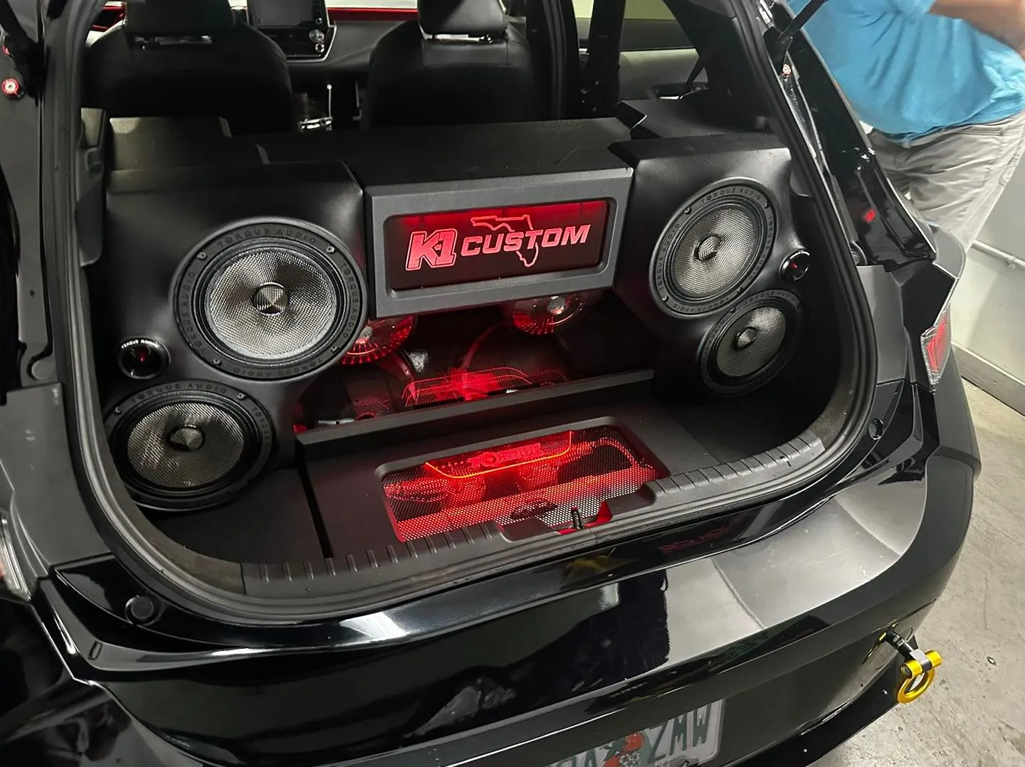 Custom subwoofer box build at K-1 Custom Orlando shop